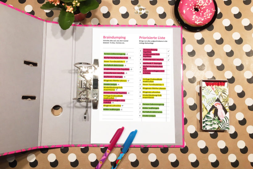 Braindumping Organisation Achtsamkeit Zeitmanagement Mama Priorisieren Feelgoodmama