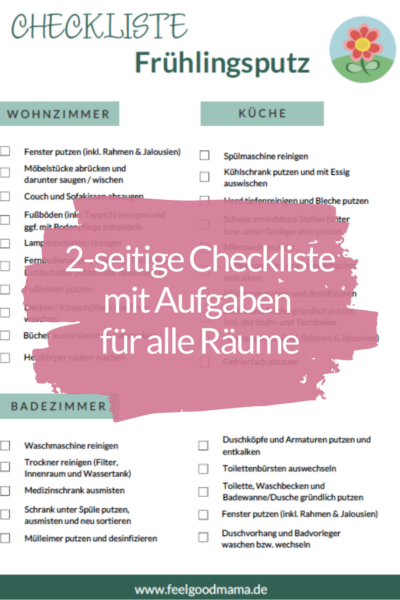 Frühlingsputz, Frühjahrsputz, putzen, Großputz, Checkliste, Checkliste Frühlingsputz, Frühlingsputz mit System, Putzliste, Putzplan