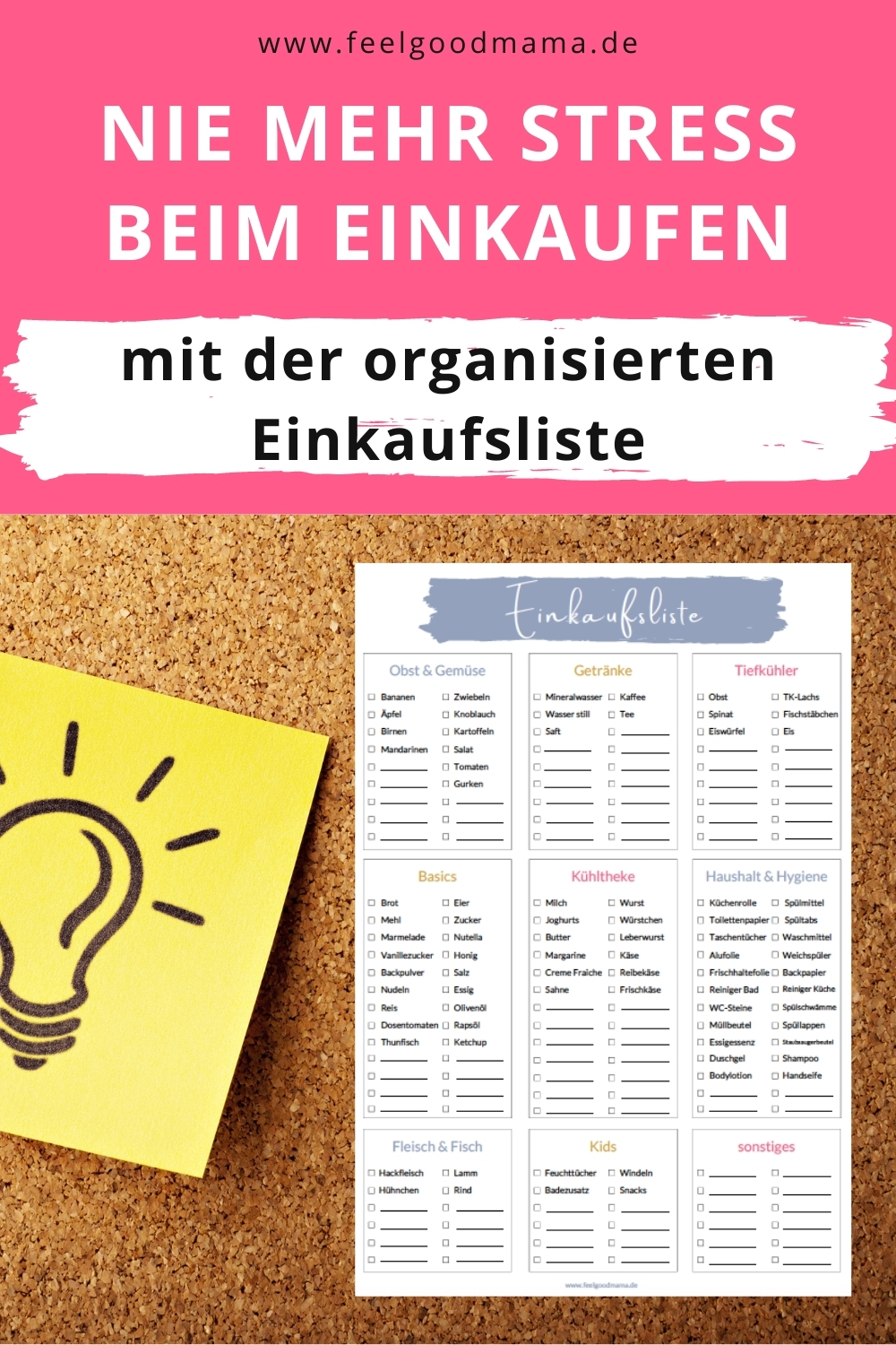 Einkaufsliste, organisierte Einkaufsliste, dauerhafte Einkaufsliste, einkaufen, Lebensmittel, stressfreies Einkaufen